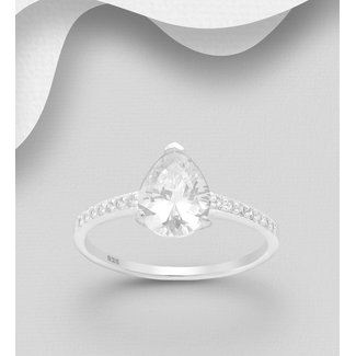Sterling Ring- Pear Shaped CZ