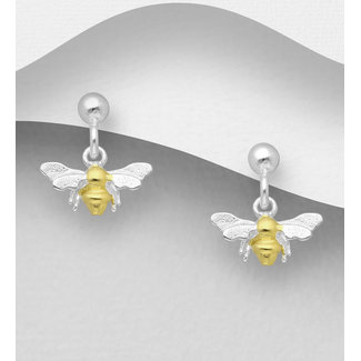 Sterling 14KT. Gold and Silver Bee Drops