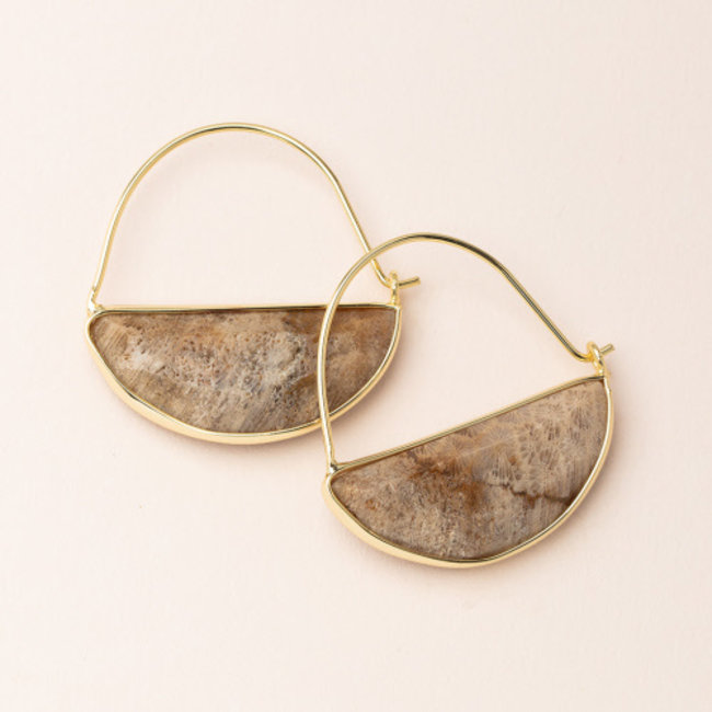 Scout Stone Prism Hoop Earring Fossil Coral/Gold