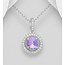 Sterling Sterling Silver- CZ &  Austrian Crystal Necklace - Vitrail Light