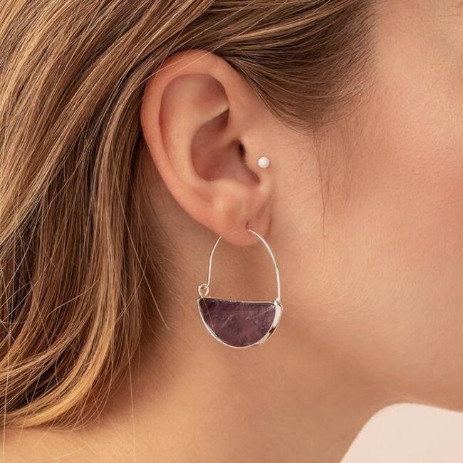 Scout Stone Prism Hoop Earring Amethyst/Silver