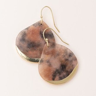Scout Stone Dipped Earring- Fossil Pink Agate/Gold FINAL SALE
