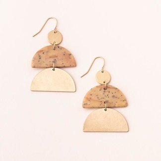 Scout Stone Half Moon Earring Petrified Wood/Silver