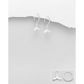 Sterling Sterling Silver, Sm. Hoops-Whale Tail
