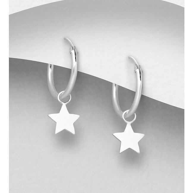 Sterling Sm. Sterling Hoops w/Star Charm