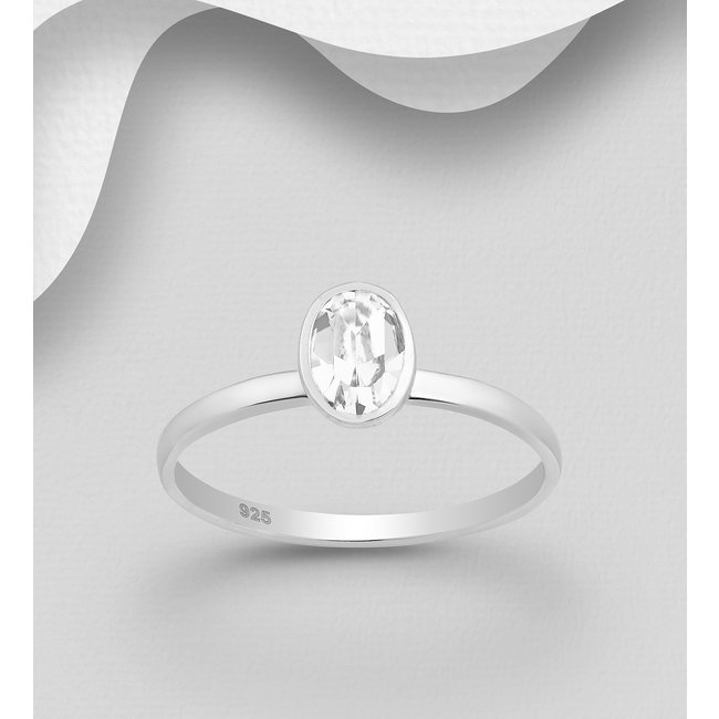 Sterling Swarovski Oval Ring