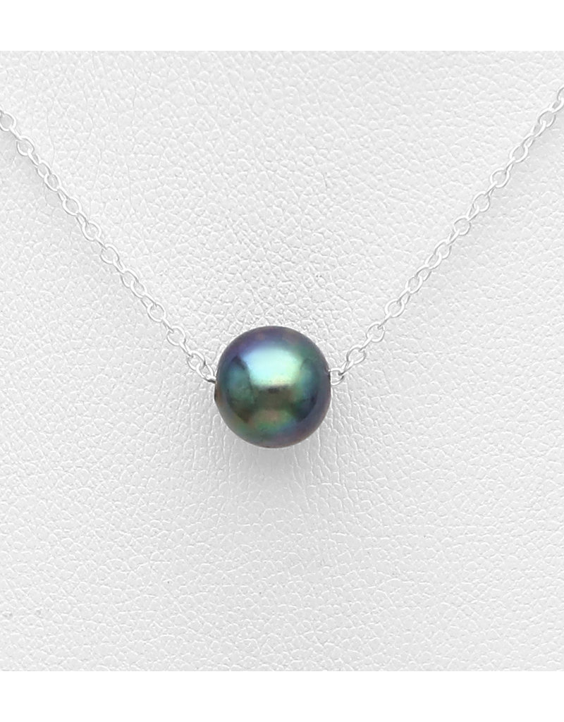 Sterling Necklace-Sterling Silver with Freshwater Pearl