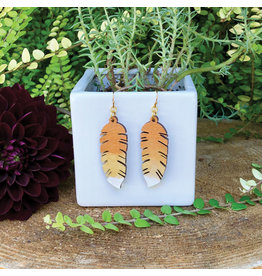 Burl & Blossom Feather Earrings in Champagne/White Birch