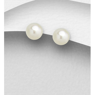 Sterling Studs-1/4 " Round  Freshwater Pearls (More Colours Available)