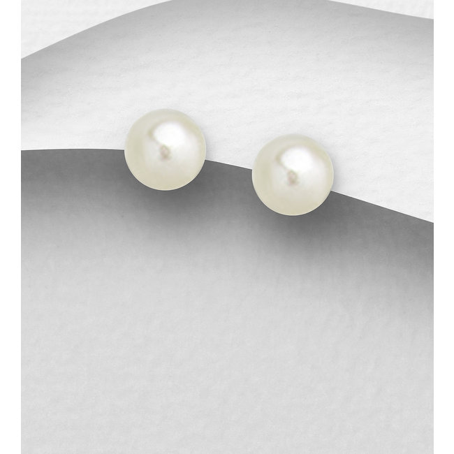 Sterling Studs-1/4 " Round  Freshwater Pearls (More Colours Available)