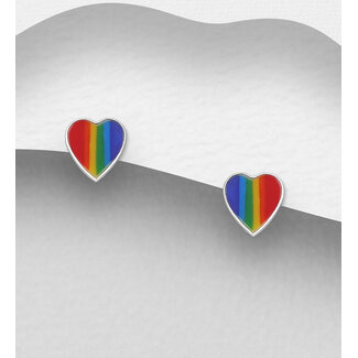 Sterling Studs-Rainbow Hearts