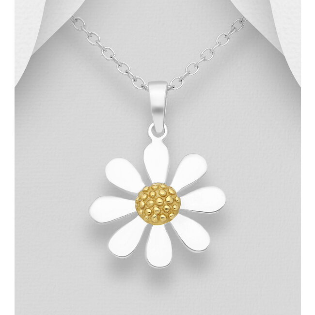 Sterling Sterling & Gold Plated Daisy Necklace