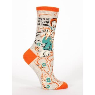 Blue Q Crew Socks-Cool Cat