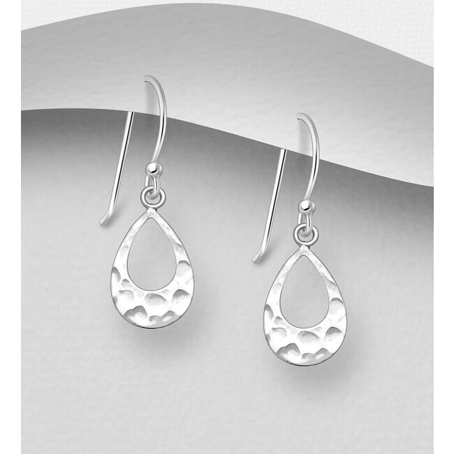 Sterling Sterling-Hammered Oval Drops