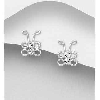 Sterling Butterfly Crystal Glass Studs