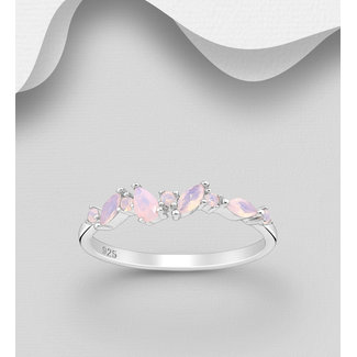 Sterling Sterling Silver Ring-Pink Cubic Zirconia