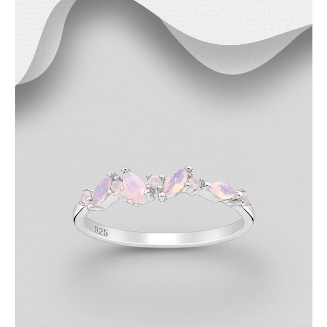 Sterling Sterling Silver Ring-Pink Cubic Zirconia