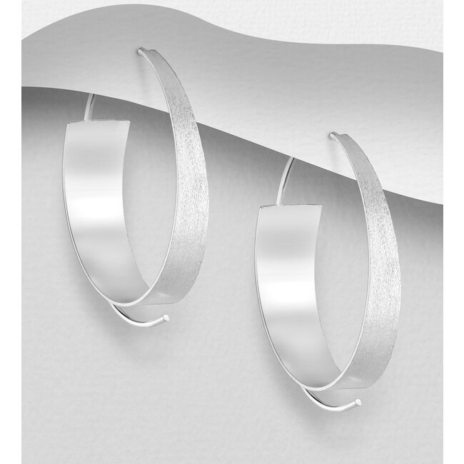 Sterling Silver Matte Hoop Earrings
