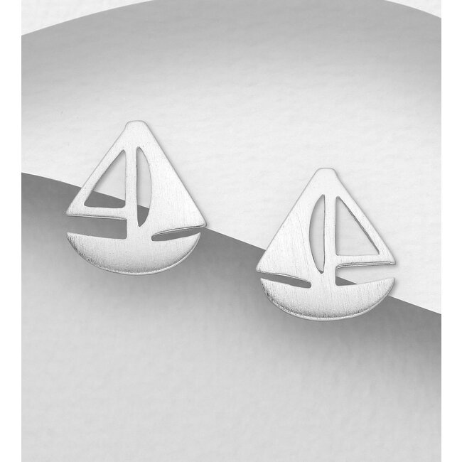 Sterling Studs - Sterling Silver Boat Earrings