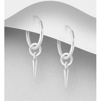 Sterling Silver Spike Hoop Earrings