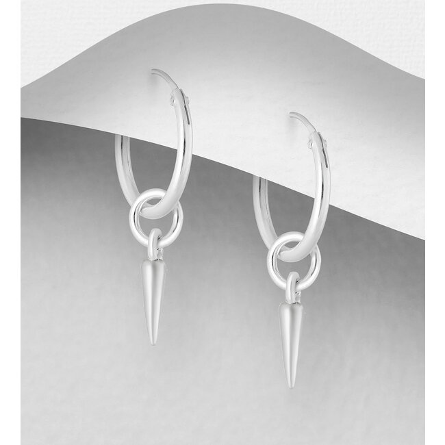 Sterling Silver Spike Hoop Earrings