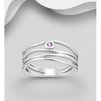 Sterling Sterling Silver Amethyst Wire Ring