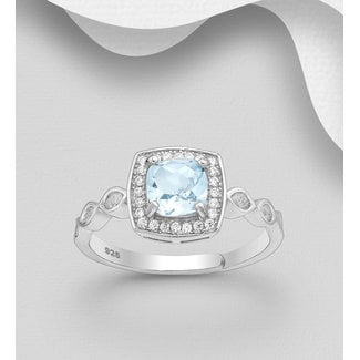 Sterling Sterling Silver Ring- Sky Blue Adjustable