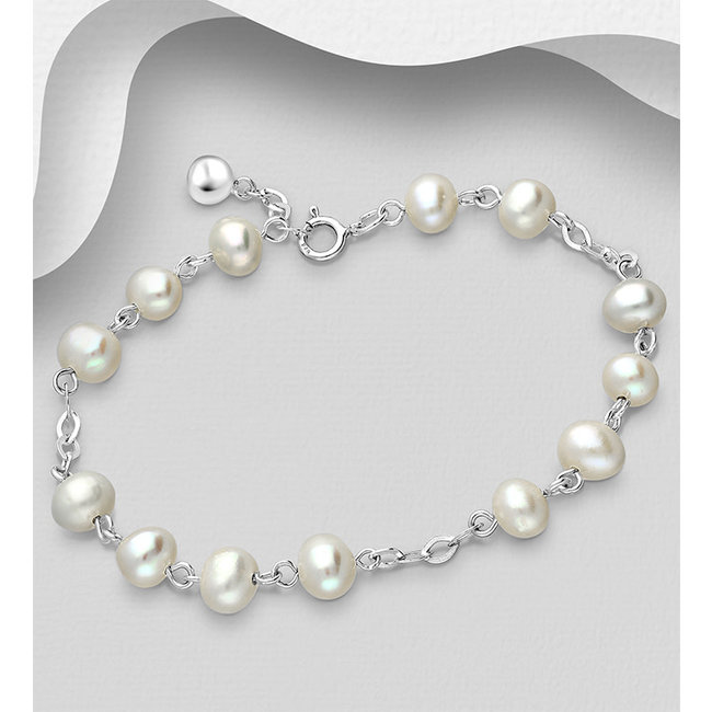 Sterling Bracelet-Beaded w/ Freshwater Pearls