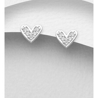 Sterling Studs-Silver Heart with CZ