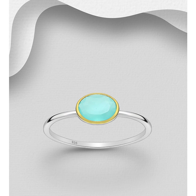 Sterling Sterling Silver Ring-Aqua Chalcedony