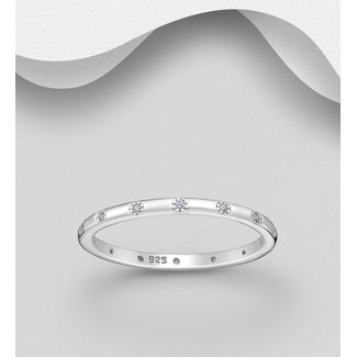 Sterling Sterling Silver Band with Cubic Zirconia