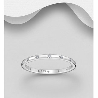 Sterling Sterling Silver Band with Cubic Zirconias