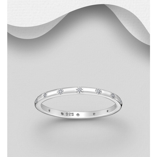 Sterling Sterling Silver Band with Cubic Zirconia