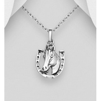Sterling Sterling Silver Necklace- Horse/Horseshoe