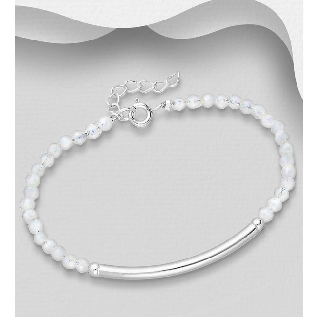 Sterling Sterling Silver Bracelet- Rainbow Moonstone