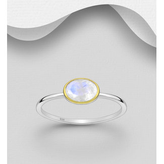 Sterling Sterling Ring- Gold Framed Moonstone