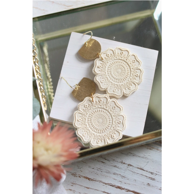 Petal & Posy Gerbera Earrings in Buttercream