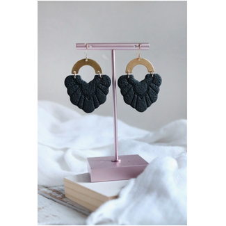 Petal & Posy Crest Earrings in Onyx