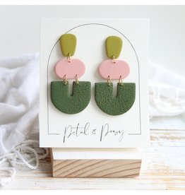 Petal & Posy Otherside Earrings in Olive, Peach & Pickle
