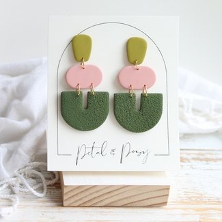 Petal & Posy Otherside Earrings in Olive, Peach & Pickle