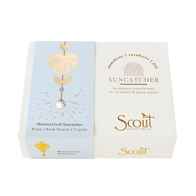 Scout Suncatcher- Monstera Leaf/Rose Quartz