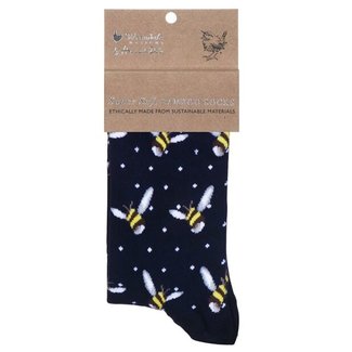 WRENDALE Bamboo Socks-Busy Bee-Navy