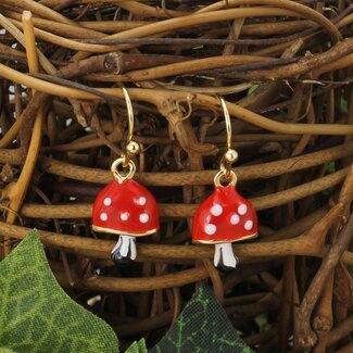 Magic Toadstool Enamel Earring in Red