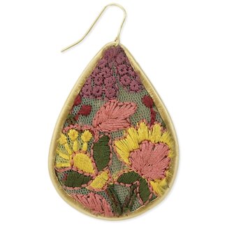 Mesh Pink Flower Embroidered Elegance Earring
