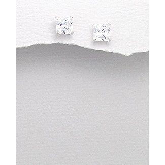 Sterling Studs- Square Cubic Zirconia Earrings