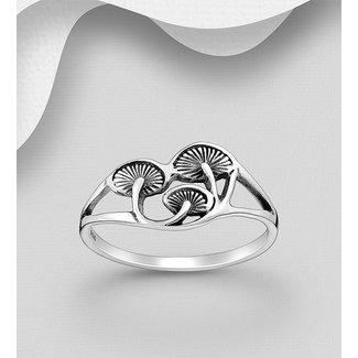 Sterling Silver Oxidized Mushroom Ring