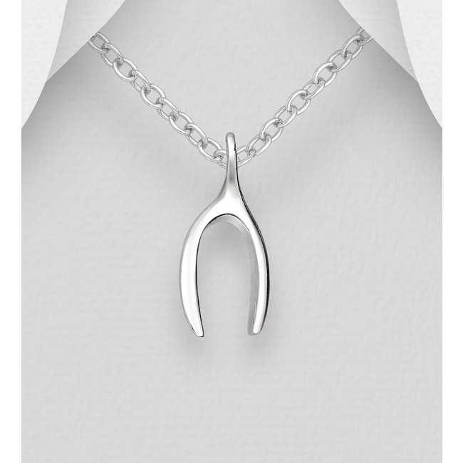 Wishbone Necklace 925 Sterling Silver - Good Luck Necklace Adjustable 40 -  45 cm | eBay