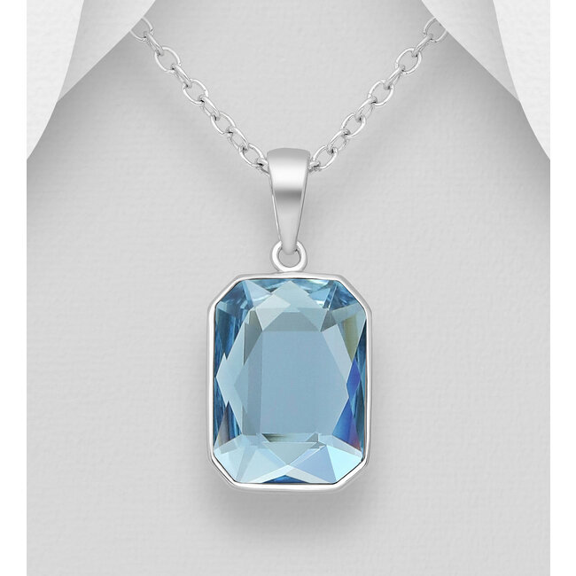 Sterling Necklace w/Austrian Crystal (More Colours)