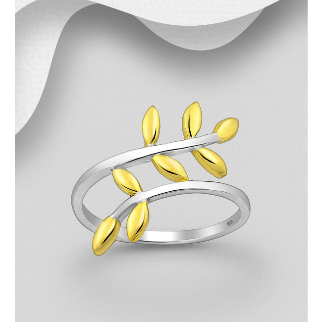 Sterling Sterling Silver & Gold Leaf Ring