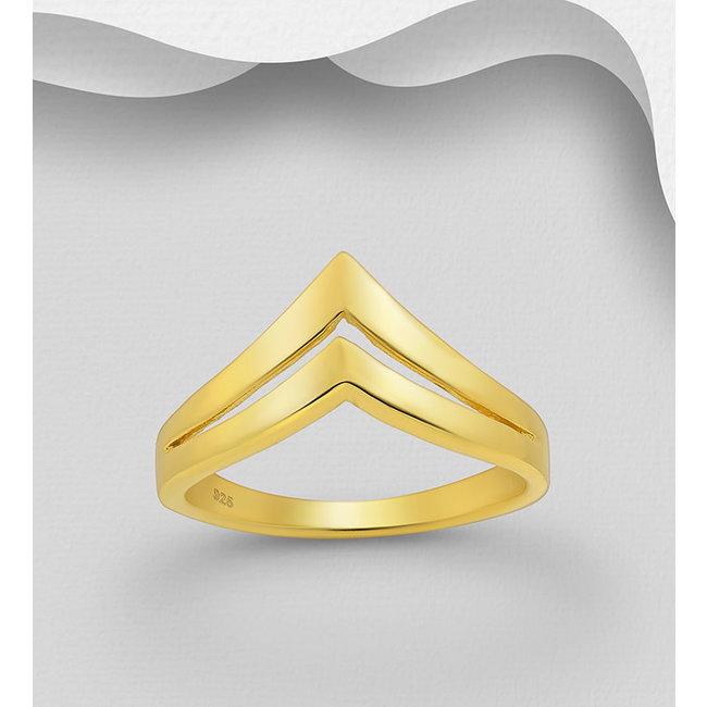 Sterling Chevron Ring, Gold Plated Sterling Silver